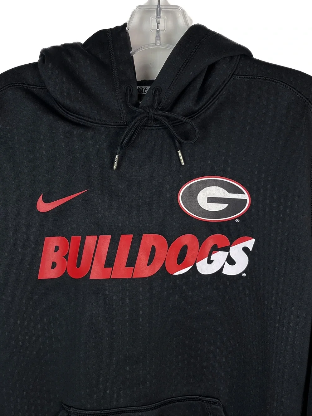 Georgia Bulldogs Nike Hoodie Mens Medium Black Pullover THERMA-FIT Fleece EUC